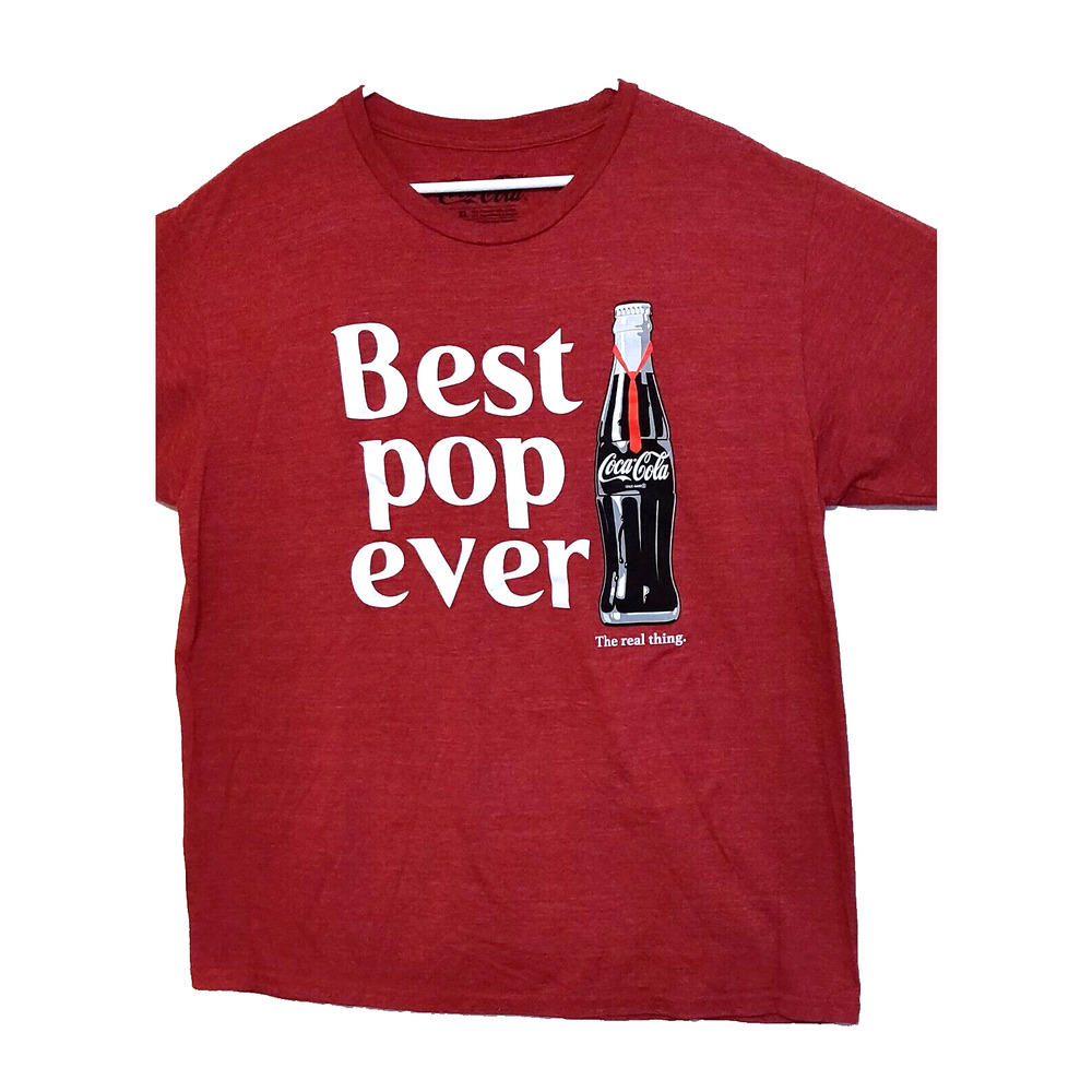 Coca Cola Tshirt BEST POP EVER The Real Thing Soda RED Adult XL Lightweight Coke - Picture 2 of 9